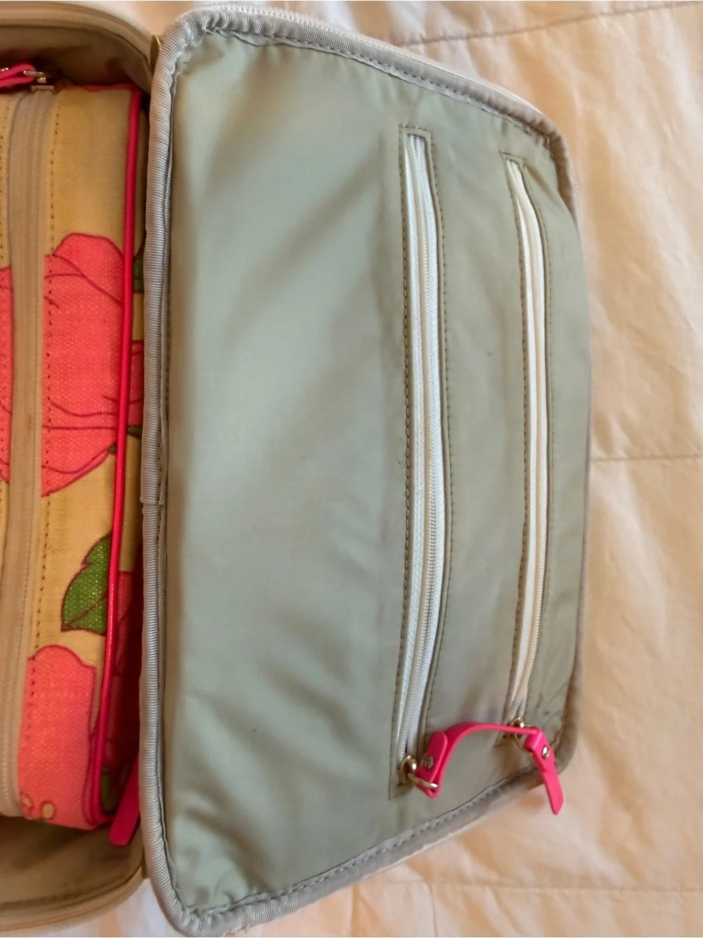 kate spade Pink Floral Canvas Zip Cosmetic Case